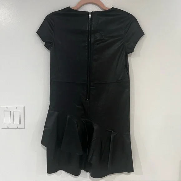 BCBG Girls Faux Leather Ruffle Dress Sz 12 - Picture 2 of 8